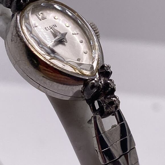 Elgin 10k Gold Filled Case Diamond Vintage Womens Watch Works Running Diamonds main image 6